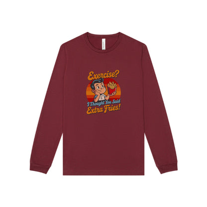 Exercise? I Thought You Said Extra Fries! — Retro Long Sleeve (Dark)