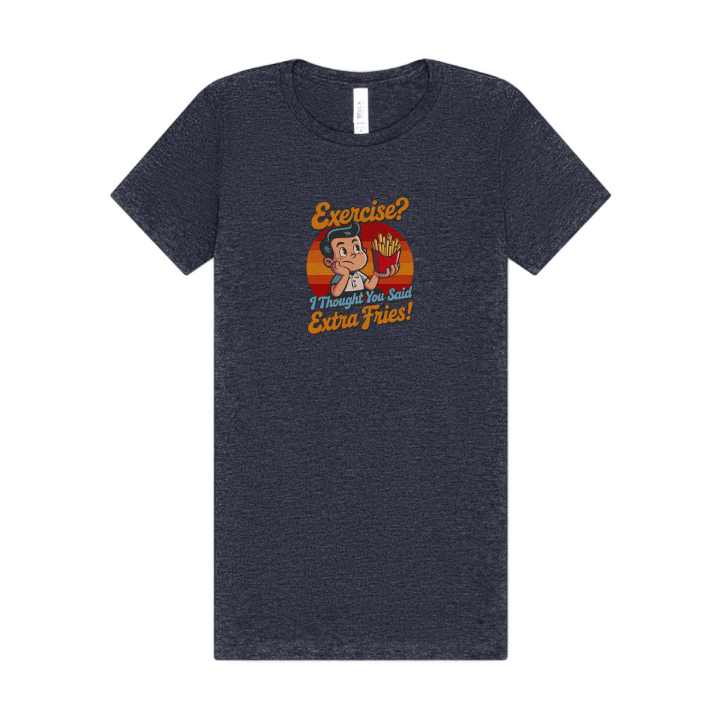 Exercise? I Thought You Said Extra Fries! — Retro Women's Tee (Dark)
