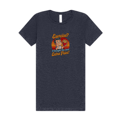 Exercise? I Thought You Said Extra Fries! — Retro Women's Tee (Dark)
