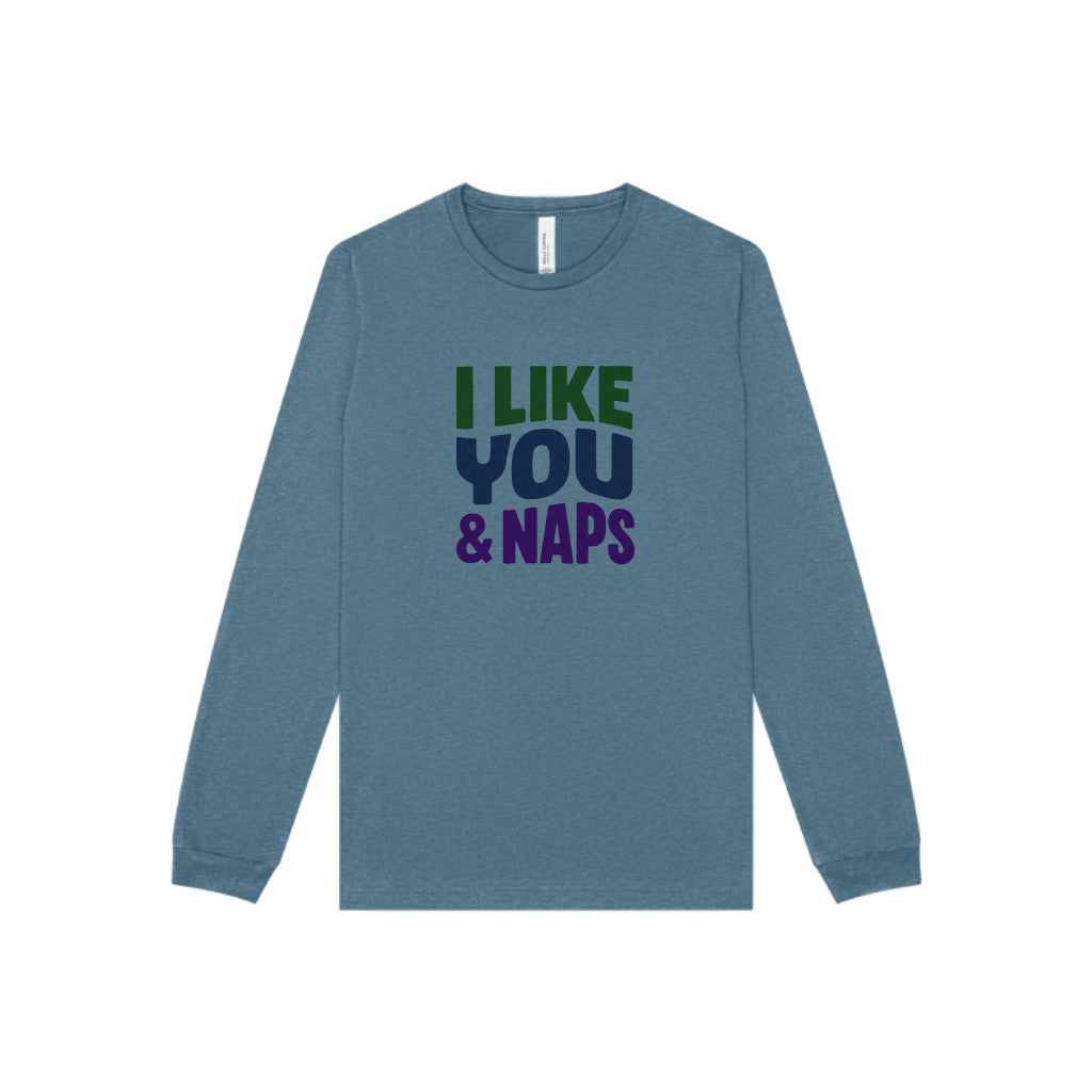 I Like You & Naps (Cool Gradient) — Retro Loungewear Long Sleeve (Light)