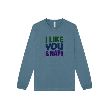 I Like You & Naps (Cool Gradient) — Retro Loungewear Long Sleeve (Light)