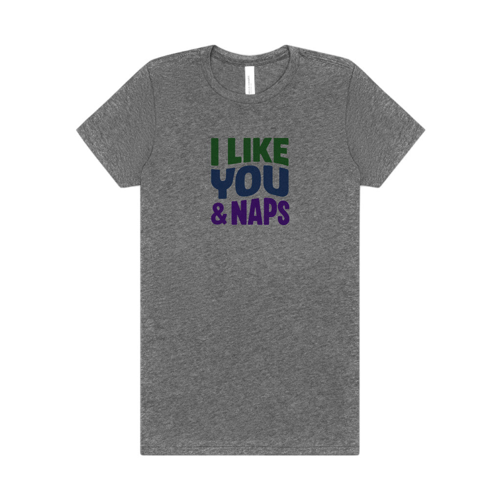 I Like You & Naps (Cool Gradient) — Retro Loungewear Women's Tee (Light)
