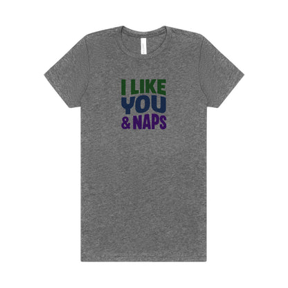 I Like You & Naps (Cool Gradient) — Retro Loungewear Women's Tee (Light)