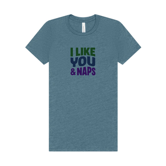 I Like You & Naps (Cool Gradient) — Retro Loungewear Women's Tee (Light)