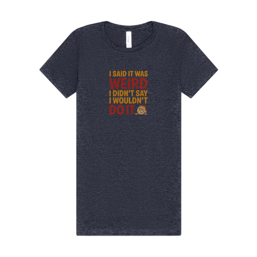 It's Weird, But I'm Interested (Colorful) — Retro Women's Tee (Dark)