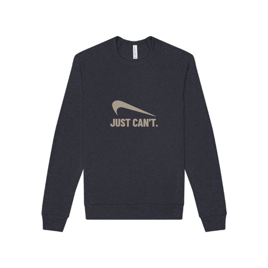 Just Can’t Athletic Parody — Retro Workout Sweatshirt (Dark)