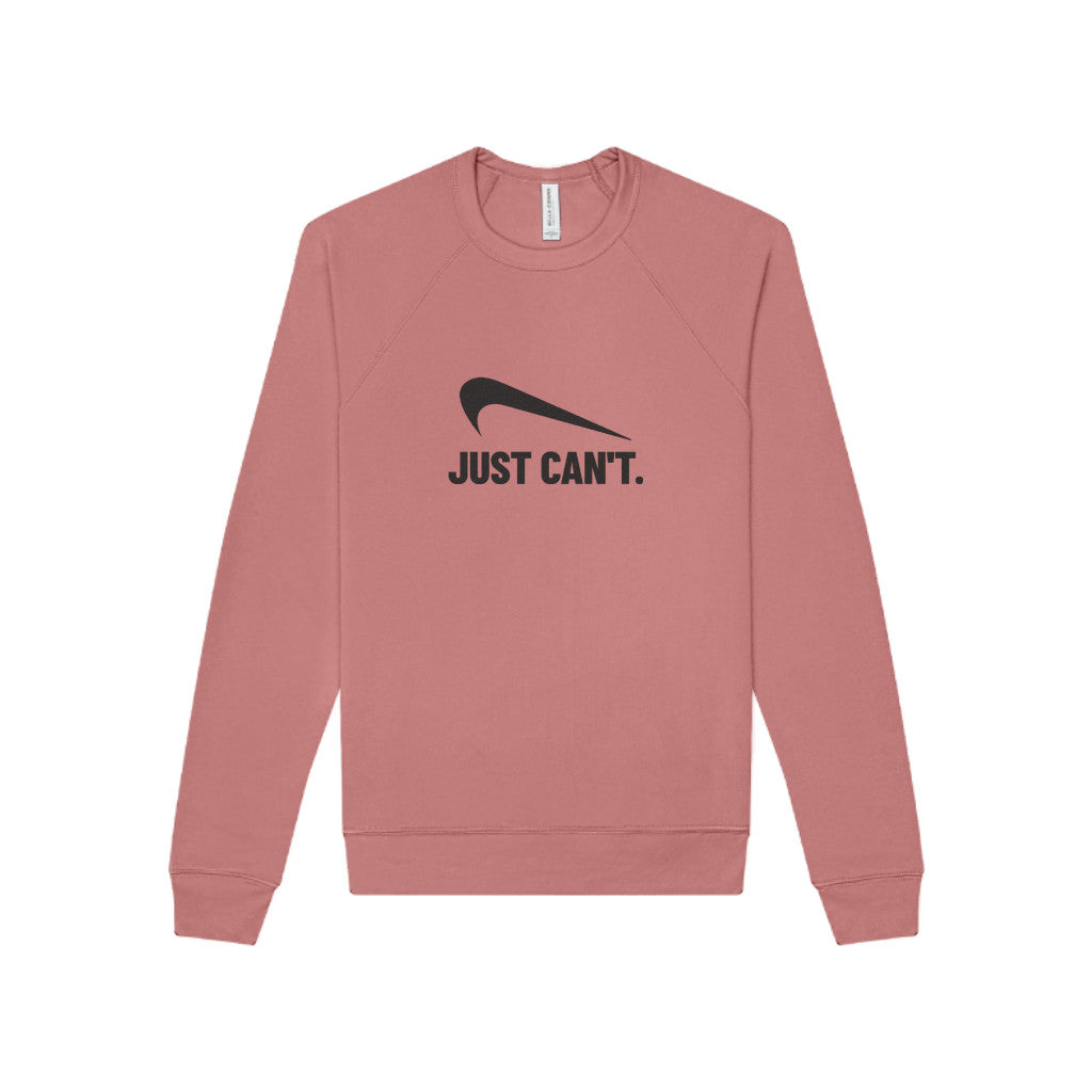 Just Can’t Athletic Parody — Retro Workout Sweatshirt (Light)