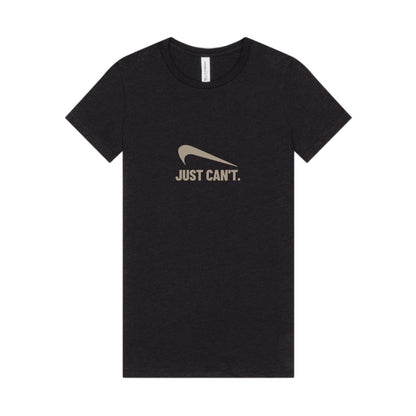 Just Can’t Athletic Parody — Retro Workout Women's Tee (Dark)