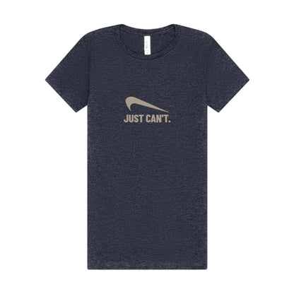 Just Can’t Athletic Parody — Retro Workout Women's Tee (Dark)