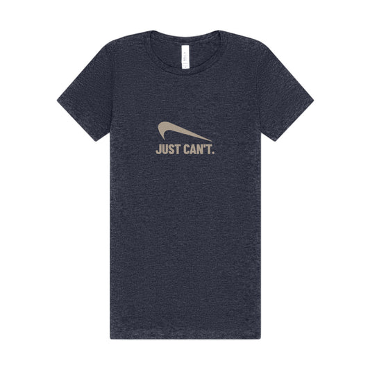Just Can’t Athletic Parody — Retro Workout Women's Tee (Dark)