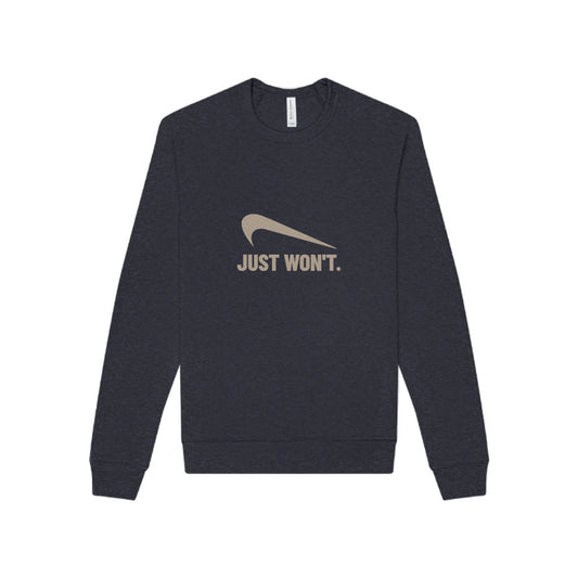 Just Won’t Athletic Parody — Retro Workout Sweatshirt (Dark)