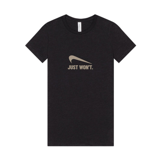 Just Won’t Athletic Parody — Retro Workout Women's Tee (Dark)