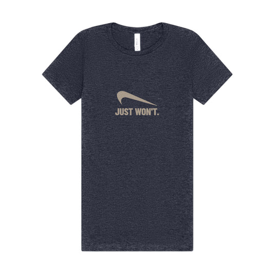 Just Won’t Athletic Parody — Retro Workout Women's Tee (Dark)