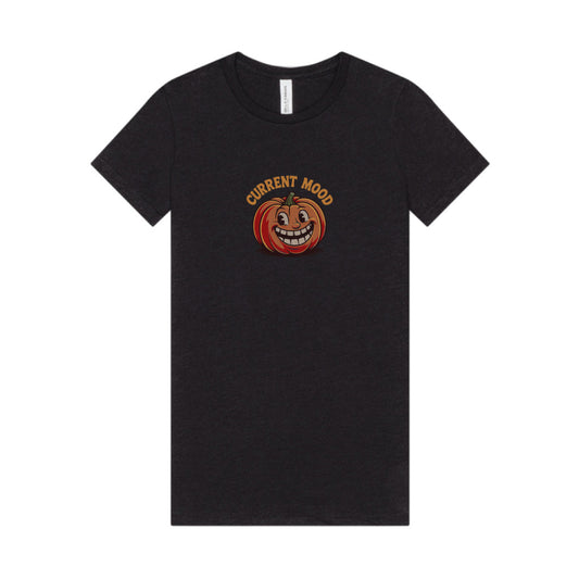 Current Mood (Toothy Jack) — Retro Halloween Women's Tee (Dark)