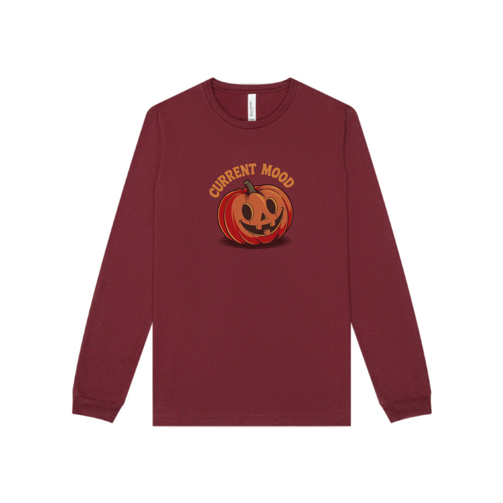 Current Mood (Cute Pumpkin) — Retro Halloween Long Sleeve (Dark)