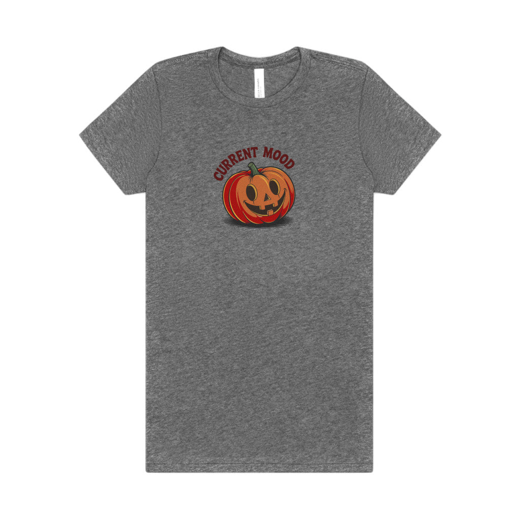 Current Mood (Cute Pumpkin) — Retro Halloween Women's Tee (Light)