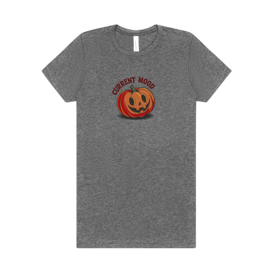 Current Mood (Cute Pumpkin) — Retro Halloween Women's Tee (Light)