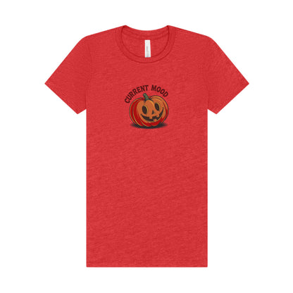 Current Mood (Cute Pumpkin) — Retro Halloween Women's Tee (Light)
