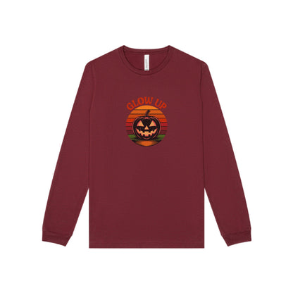 Halloween Glow Up Pumpkin — Retro Autumn Sunset Long Sleeve (Dark)
