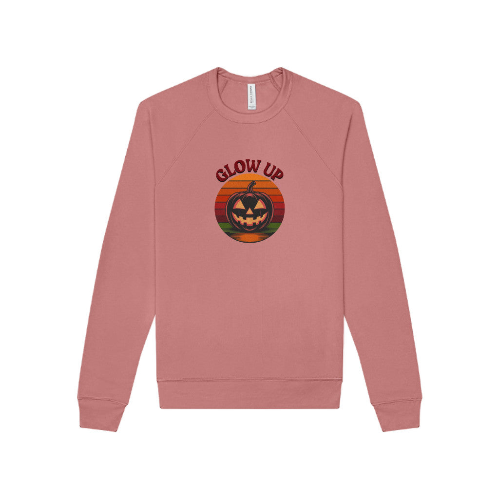 Halloween Glow Up Pumpkin — Retro Autumn Sunset Sweatshirt (Light)