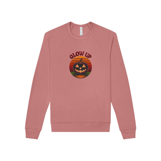 Halloween Glow Up Pumpkin — Retro Autumn Sunset Sweatshirt (Light)