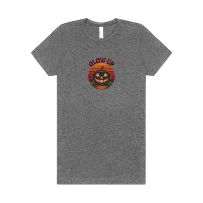 Halloween Glow Up Pumpkin — Retro Autumn Sunset Women's Tee (Light)