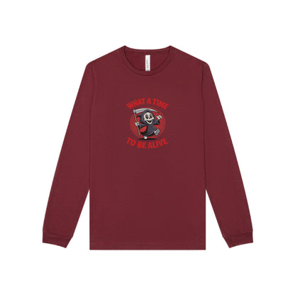 What a Time to Be Alive (Cute) — Lil Reaper Retro Long Sleeve (Dark)