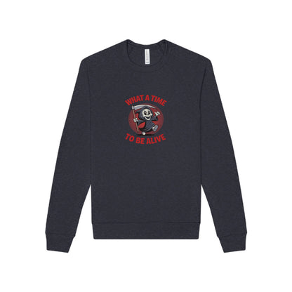 What a Time to Be Alive (Cute) — Lil Reaper Retro Sweatshirt (Dark)