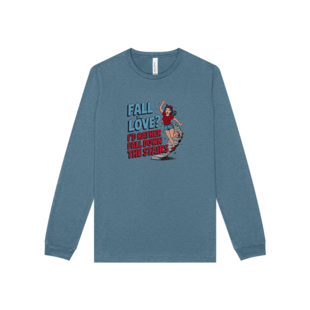 Fall in Love? I'd Rather Fall Down the Stairs — Retro Long Sleeve (Light)