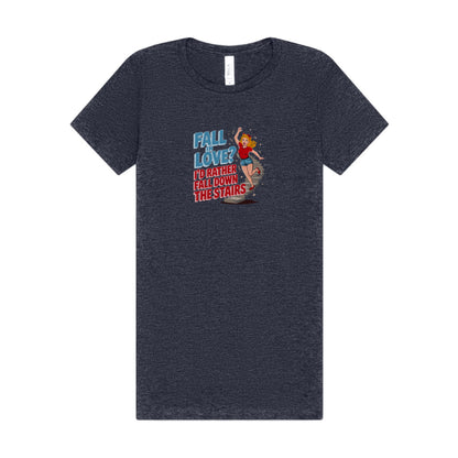 Fall in Love? I'd Rather Fall Down the Stairs — Retro Women's Tee (Dark)