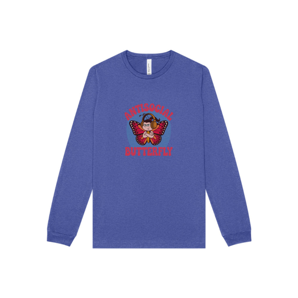 Antisocial Butterfly (Female) — Retro Workout Long Sleeve (Dark)