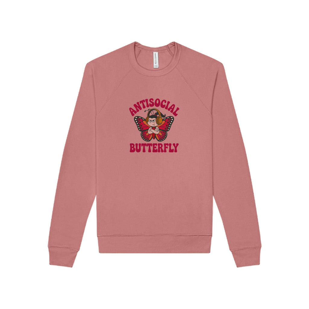 Antisocial Butterfly (Female) — Retro Workout Sweatshirt (Light)