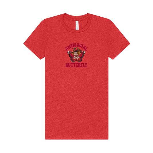 Antisocial Butterfly (Female) — Retro Workout Women's Tee (Light)