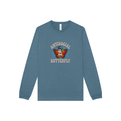 Antisocial Butterfly (Male) — Retro Workout Long Sleeve (Dark)