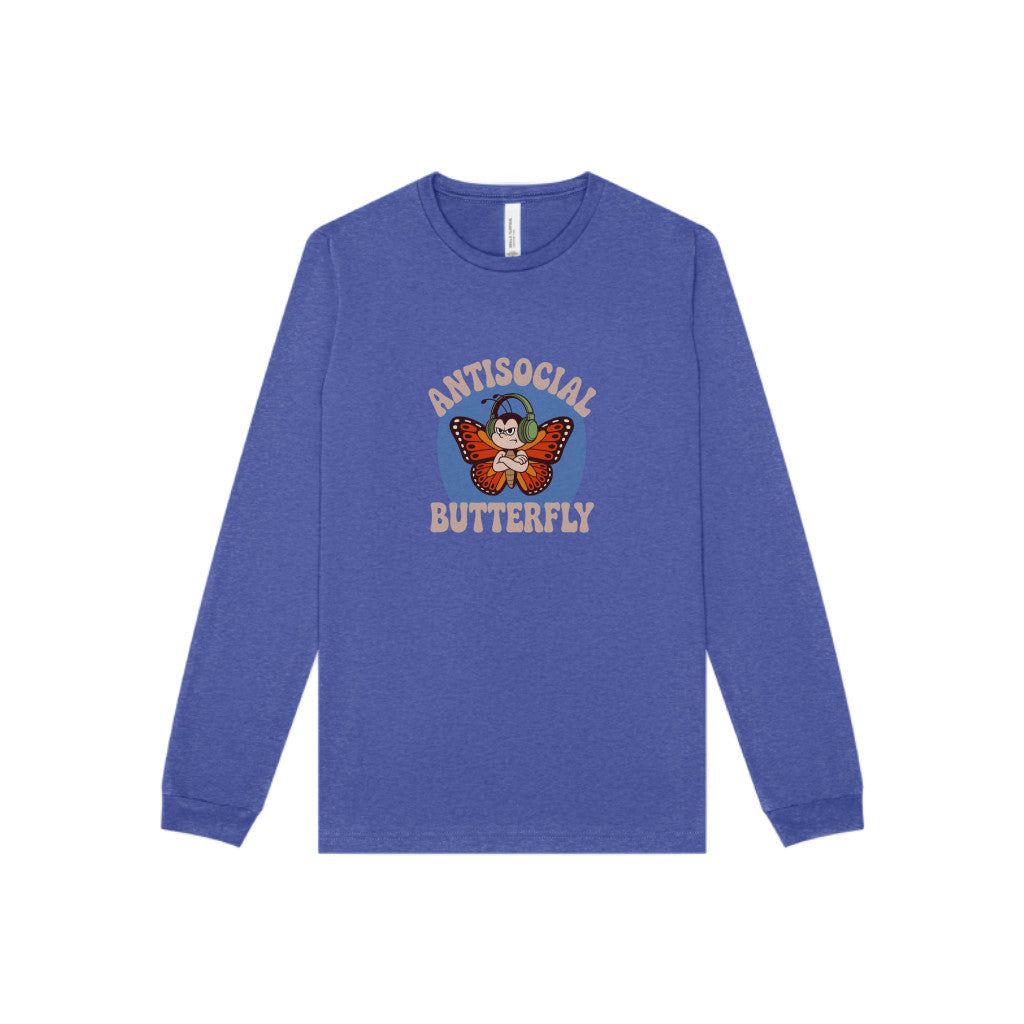 Antisocial Butterfly (Male) — Retro Workout Long Sleeve (Dark)