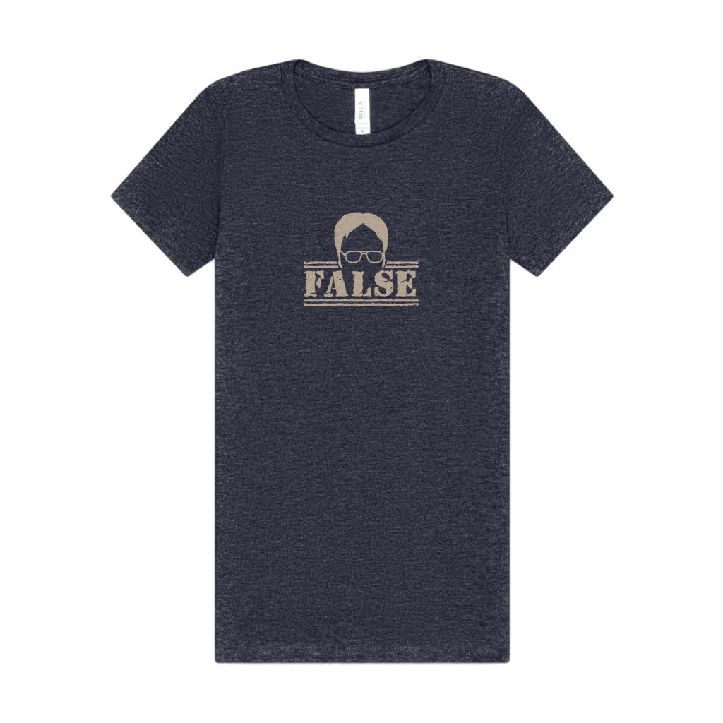 Dwight Schrute FALSE —  The Office-Inspired Women's Tee (Dark)