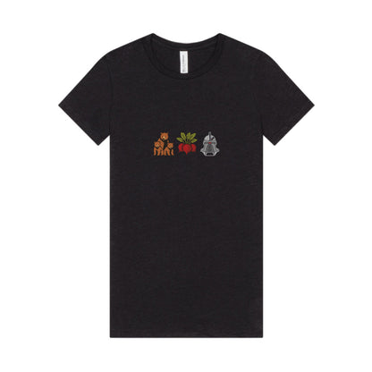 Bears, Beets, Battlestar (Icons) — Retro Women's Tee (Dark)