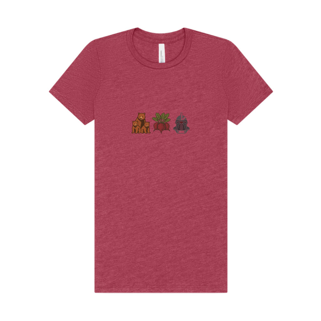 Bears, Beets, Battlestar (Icons) — Retro Women's Tee (Light)