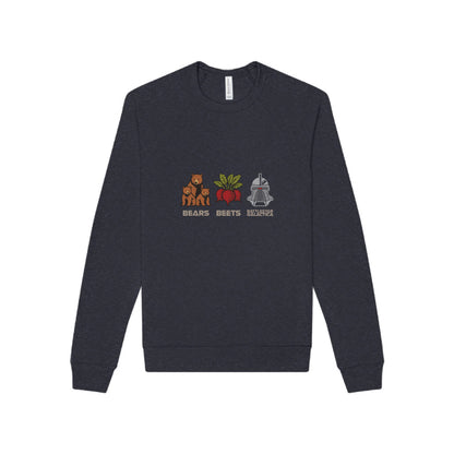 Bears, Beets, Battlestar (Captions) — Retro Sweatshirt (Dark)