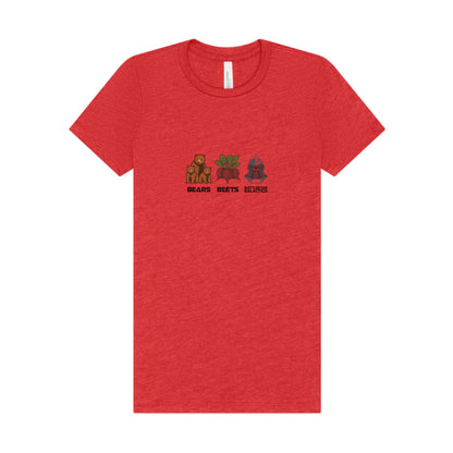 Bears, Beets, Battlestar (Captions) — Retro Women's Tee (Light)