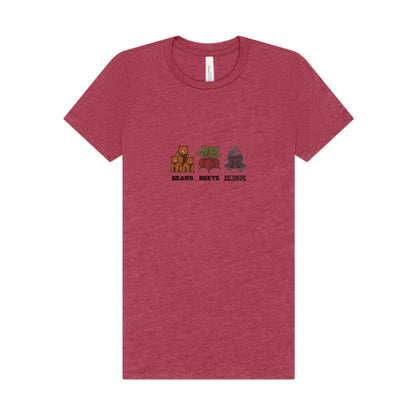 Bears, Beets, Battlestar (Captions) — Retro Women's Tee (Light)
