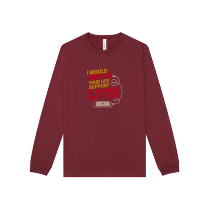 Your Life Support < Charging My Phone — Retro Long Sleeve (Dark)