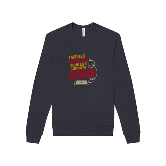 Your Life Support < Charging My Phone — Retro Sweatshirt (Dark)