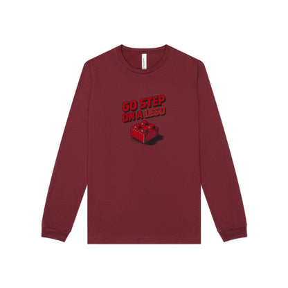Go Step on a LEGO — Red Plastic Brick Retro Long Sleeve (Light)