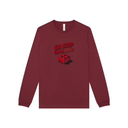 Go Step on a LEGO — Red Plastic Brick Retro Long Sleeve (Light)