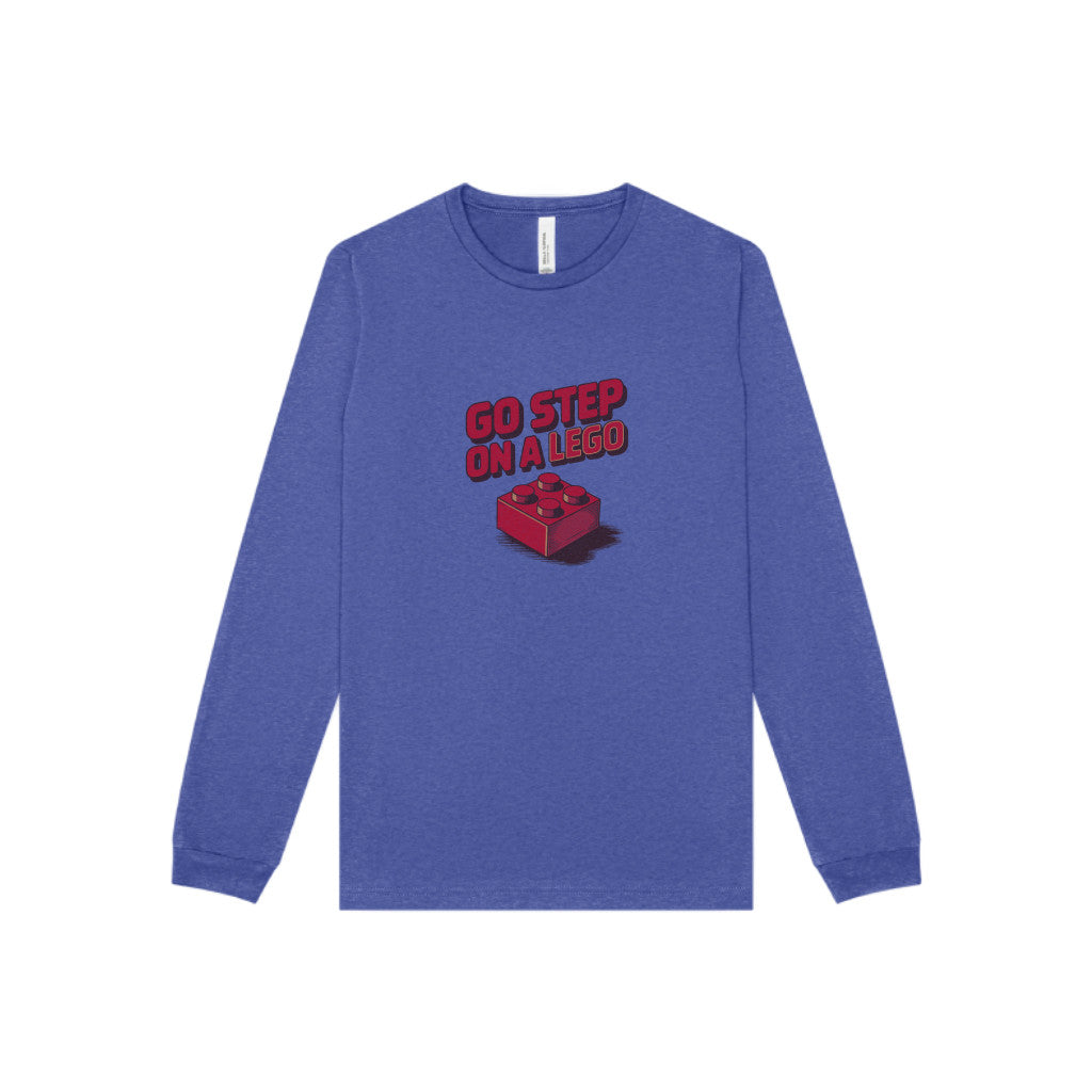 Go Step on a LEGO — Red Plastic Brick Retro Long Sleeve (Dark)