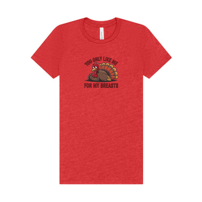 You Only Like Me for My Breasts — Thanksgiving Women's Tee (Light)