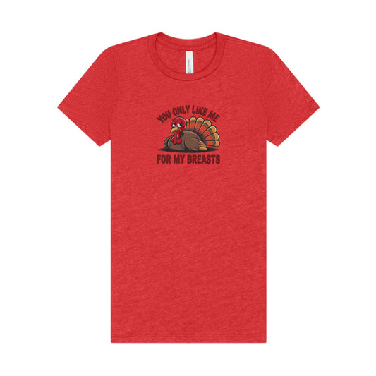 You Only Like Me for My Breasts — Thanksgiving Women's Tee (Light)
