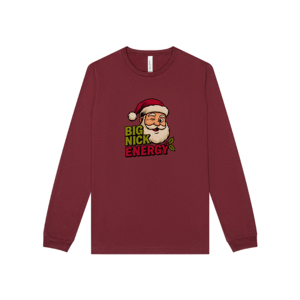 Big Nick Energy — Retro Santa Christmas Long Sleeve (Dark)