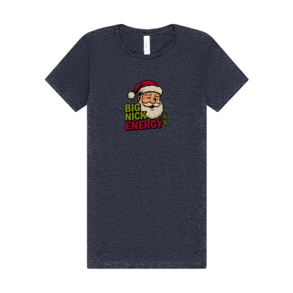 Big Nick Energy — Retro Santa Christmas Women's Tee (Dark)